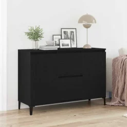 vidaXL Dressoir Zwart Eiken 104 x 35 x 70 cm Bewerkt hout