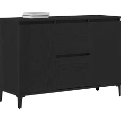 vidaXL Dressoir Zwart Eiken 104 x 35 x 70 cm Bewerkt hout