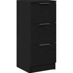 vidaXL Dressoir Zwart Eiken 30 x 30 x 70 cm Bewerkt hout