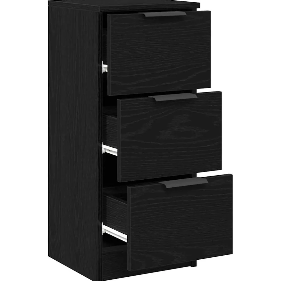 vidaXL Dressoir Zwart Eiken 30 x 30 x 70 cm Bewerkt hout
