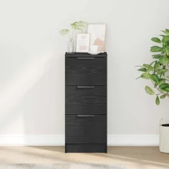 vidaXL Dressoir Zwart Eiken 30 x 30 x 70 cm Bewerkt hout