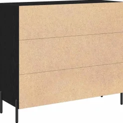 vidaXL Dressoir Zwart Eiken 90 x 34 x 80 cm Bewerkt hout
