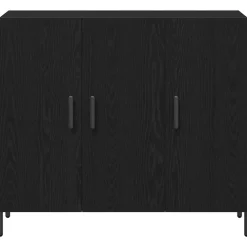 vidaXL Dressoir Zwart Eiken 90 x 34 x 80 cm Bewerkt hout