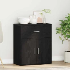 vidaXL Dressoir Zwart Eiken 60 x 31 x 70 cm Bewerkt hout
