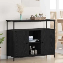vidaXL Dressoir Zwart Eiken 100 x 35 x 80 cm Bewerkt hout