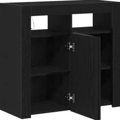 vidaXL Dressoir Zwart Eiken 80 x 35 x 75 cm Bewerkt hout