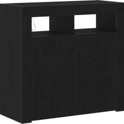 vidaXL Dressoir Zwart Eiken 80 x 35 x 75 cm Bewerkt hout