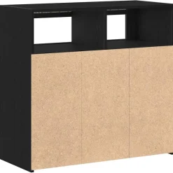vidaXL Dressoir Zwart Eiken 80 x 35 x 75 cm Bewerkt hout
