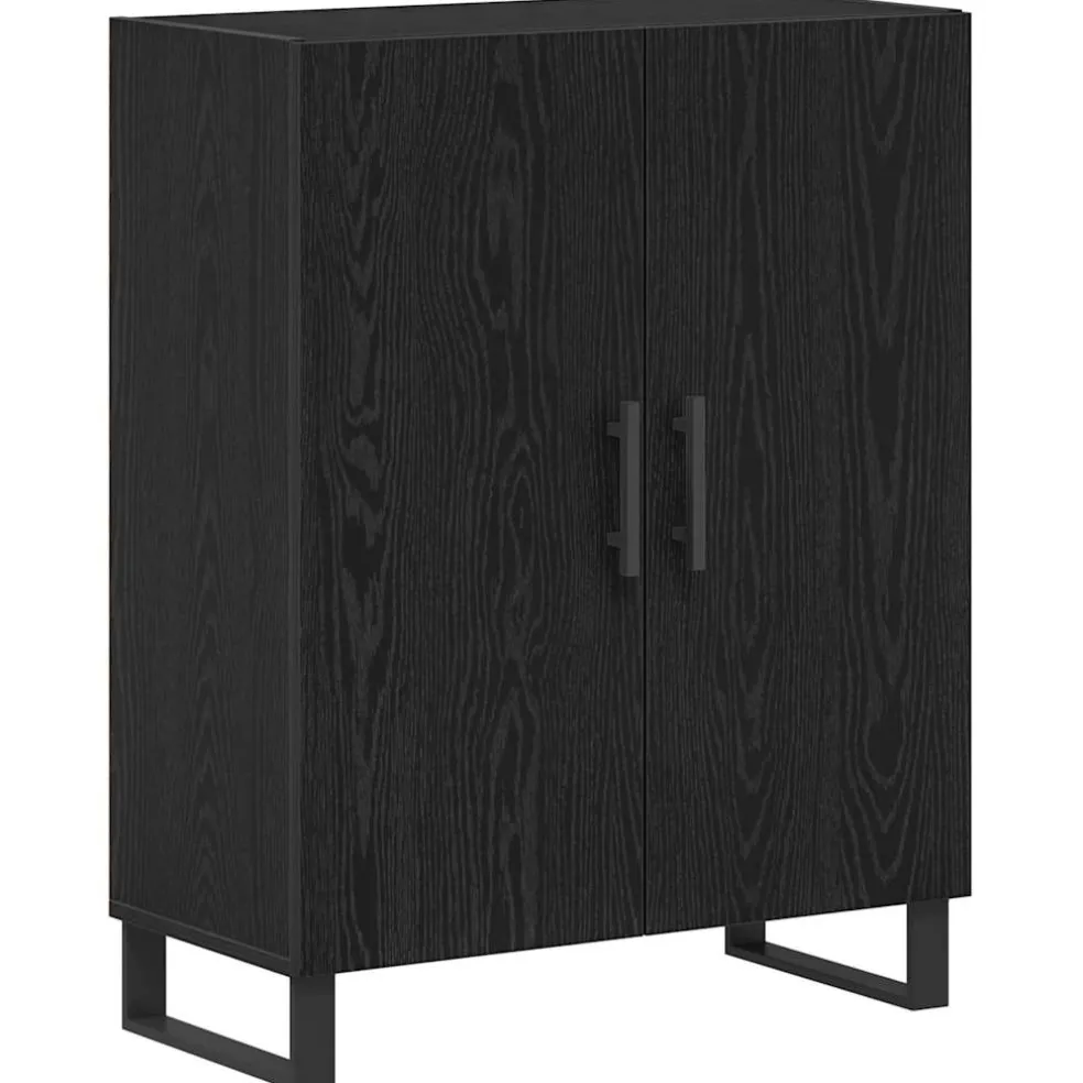 vidaXL Dressoir Zwart Eiken 69,5 x 34 x 90 cm Bewerkt hout
