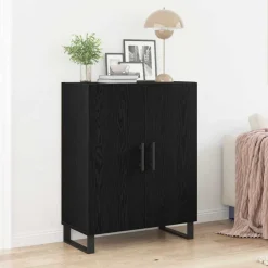 vidaXL Dressoir Zwart Eiken 69,5 x 34 x 90 cm Bewerkt hout
