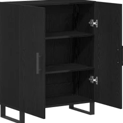 vidaXL Dressoir Zwart Eiken 69,5 x 34 x 90 cm Bewerkt hout
