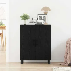 vidaXL Dressoir Zwart Eiken 69,5 x 34 x 90 cm Bewerkt hout