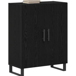 vidaXL Dressoir Zwart Eiken 69,5 x 34 x 90 cm Bewerkt hout