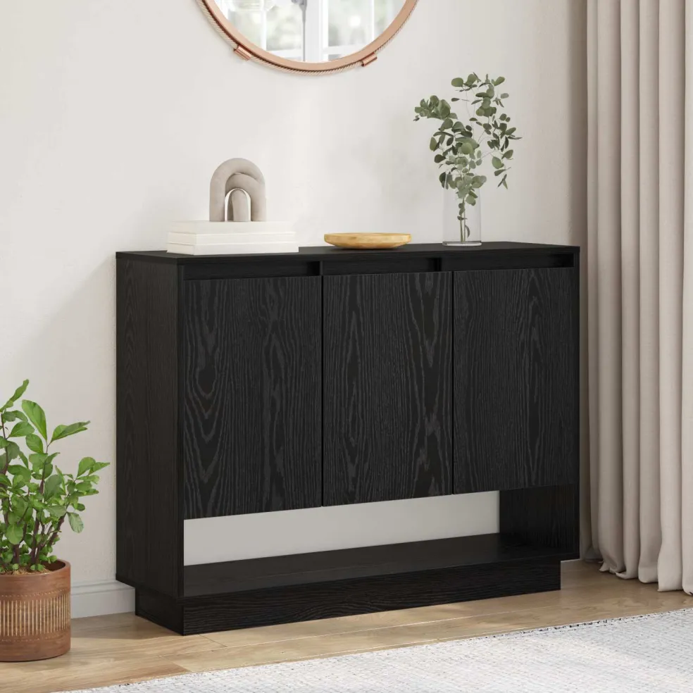 vidaXL Dressoir Zwart Eiken 97 x 29 x 75 cm Bewerkt hout