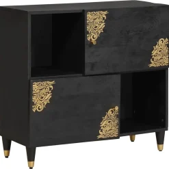 vidaXL Dressoir Zwart 80 x 33 x 75 cm Massief Mango Hout