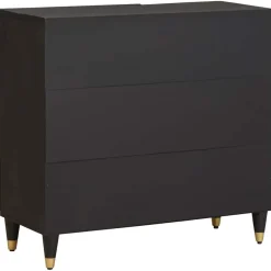 vidaXL Dressoir Zwart 80 x 33 x 75 cm Massief Mango Hout