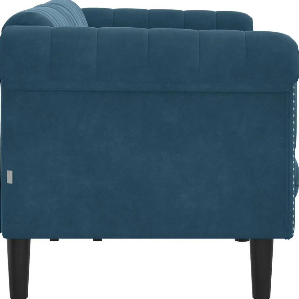 vidaXL Driezitsbank fluweel blauw