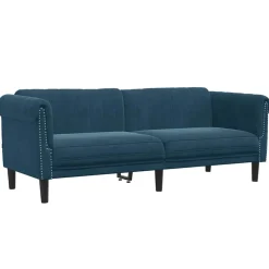 vidaXL Driezitsbank fluweel blauw