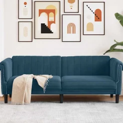 vidaXL Driezitsbank fluweel blauw
