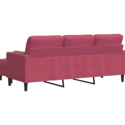 vidaXL Driezitsbank met voetenbank 180 cm fluweel wijnrood