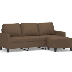 vidaXL Driezitsbank met voetenbank 180 cm stof bruin