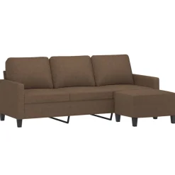 vidaXL Driezitsbank met voetenbank 180 cm stof bruin