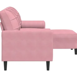 vidaXL Driezitsbank met voetenbank 180 cm fluweel roze