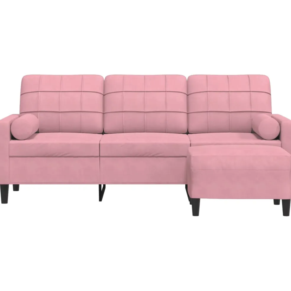 vidaXL Driezitsbank met voetenbank 180 cm fluweel roze