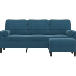 vidaXL Driezitsbank met voetenbank 180 cm fluweel blauw