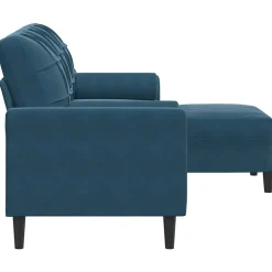 vidaXL Driezitsbank met voetenbank 180 cm fluweel blauw