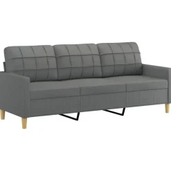 vidaXL Driezitsbank met voetenbank 180 cm stof donkergrijs