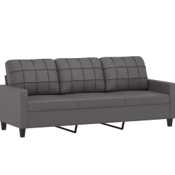 vidaXL Driezitsbank met voetenbank 180 cm stof lichtgrijs