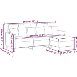 vidaXL Driezitsbank met voetenbank 180 cm fluweel zwart