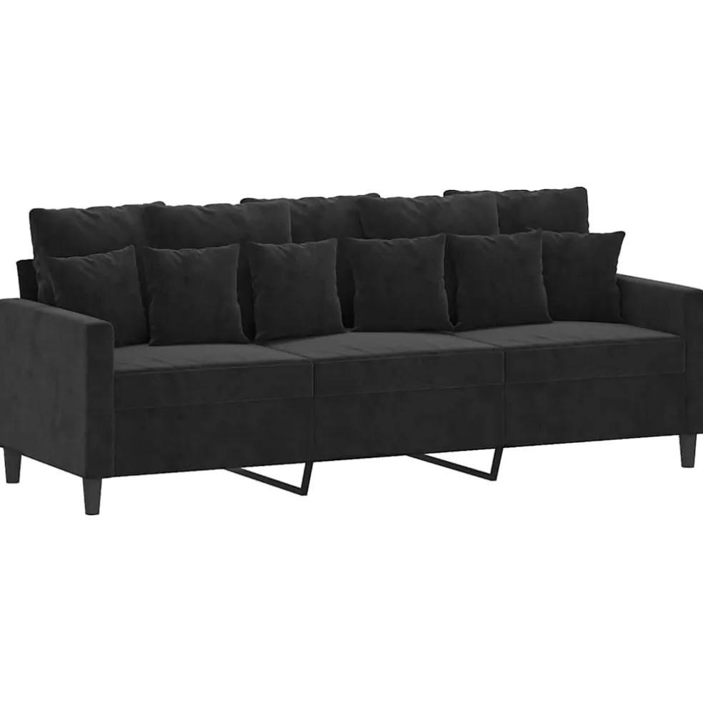 vidaXL Driezitsbank met voetenbank 180 cm fluweel zwart
