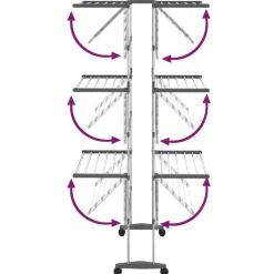 vidaXL Droogrek 3-laags met wieltjes 60x70x129 cm zilverkleurig