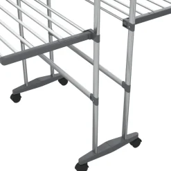 vidaXL Droogrek 3-laags met wieltjes 60x70x129 cm zilverkleurig