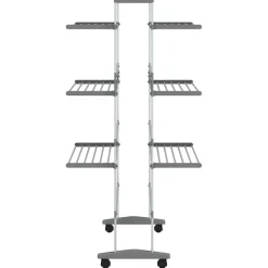 vidaXL Droogrek met wieltjes 89x64x129 cm aluminium