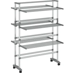 vidaXL Droogrek met wieltjes 89x64x129 cm aluminium
