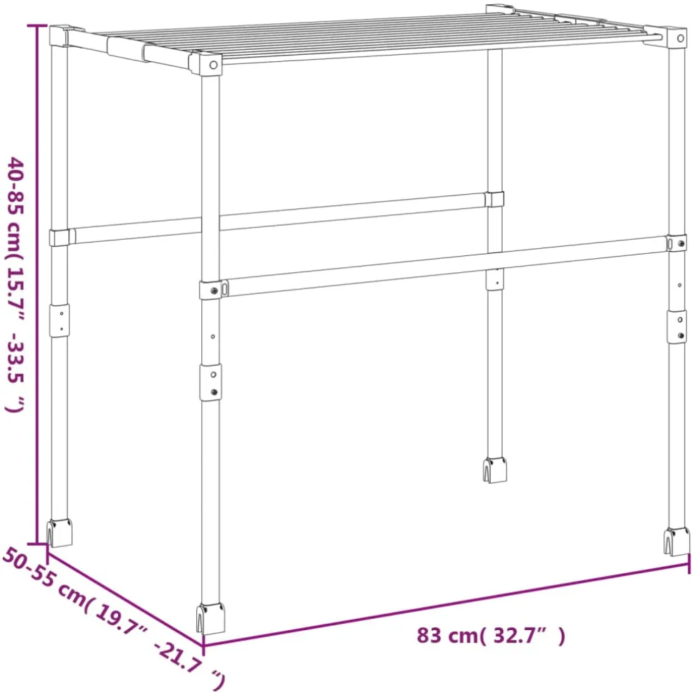 vidaXL Droogrek 83x(50-55)x(40-85) cm aluminium