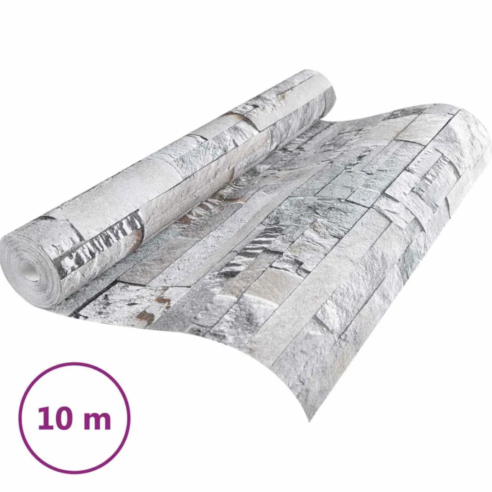 vidaXL 3D Steen Behang Grijs 10 x 0,53 m Non-Woven Stof