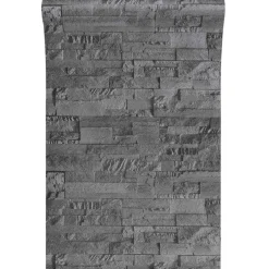 vidaXL 3D Steen Behang Zwart 10 x 0,53 m Non-Woven Stof
