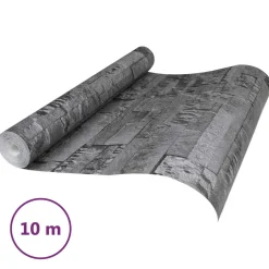vidaXL 3D Steen Behang Zwart 10 x 0,53 m Non-Woven Stof