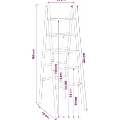 vidaXL Dubbele Handdoekladder Zwart 50 x 50 x 159 cm Bamboe