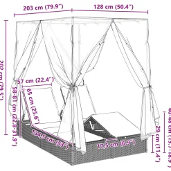 vidaXL Dubbele ligbed Grijs poly rattan