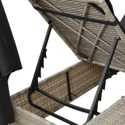 vidaXL Dubbele ligbed Lichtgrijs poly rattan