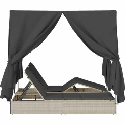 vidaXL Dubbele ligbed Lichtgrijs poly rattan