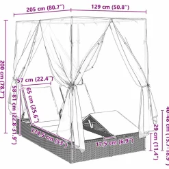 vidaXL Dubbele ligbed Lichtgrijs poly rattan