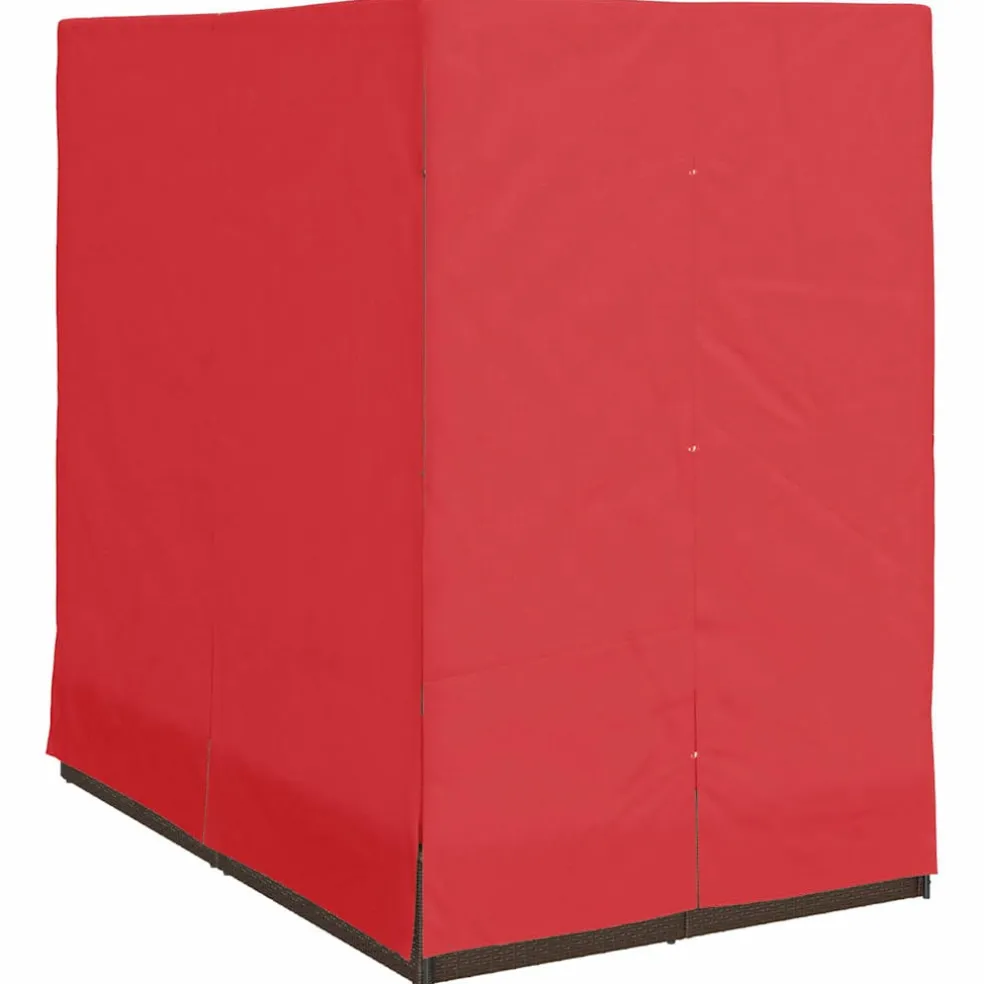 vidaXL Dubbele ligbed Rood poly rattan