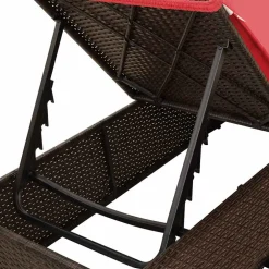 vidaXL Dubbele ligbed Rood poly rattan