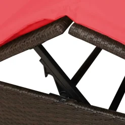 vidaXL Dubbele ligbed Rood poly rattan